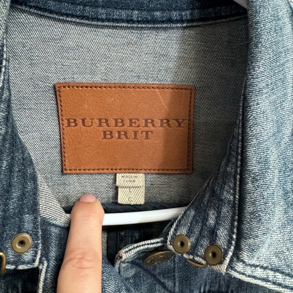 Burberry Brit Women’s Denim Jacket Open Front With Elbow Patches - Size Large - Picture 3 of 8